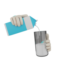 3D isolierte Hand mit Milch png