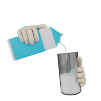 3d mano aislada con leche png