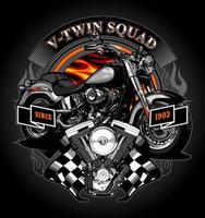 v twin engine and touring motorcycle vector