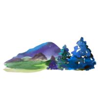 mountains, hills watercolor illustration png