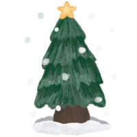 Christmas tree drawing in chalk style illustration on transparent background png