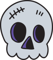 dibujado a mano linda ilustración de calavera sobre fondo transparente png