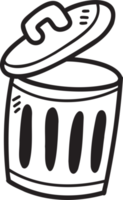 Hand Drawn cute trash can illustration on transparent background png