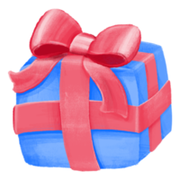 caja de regalo de lazo rojo dibujada a mano en ilustración de estilo tiza sobre fondo transparente png