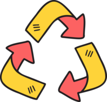 ilustración de flecha de reciclaje dibujada a mano sobre fondo transparente png