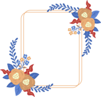 Squares decorated with floral frames illustration on transparent background png