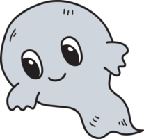 hand- getrokken schattig geest halloween illustratie Aan transparant achtergrond png