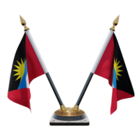 illustration 3d antigua et barbuda support de drapeau de bureau double v png