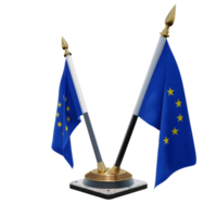 europeisk union 3d illustration dubbel- v skrivbord flagga stå png