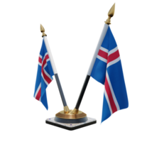 Iceland 3d illustration Double V Desk Flag Stand png