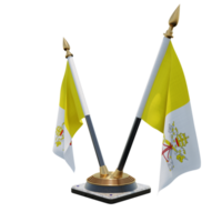 Vatican City 3d illustration Double V Desk Flag Stand png