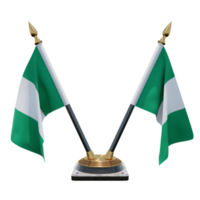 Nigeria 3d illustratie dubbele v bureau vlag staan png