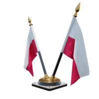 pologne 3d illustration double v bureau porte-drapeau png