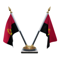 angola ilustração 3d suporte de bandeira de mesa duplo v png