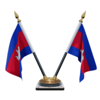 Cambodja 3d illustratie dubbele v bureau vlag staan png