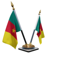 Kameroen 3d illustratie dubbele v bureau vlag staan png