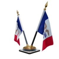 Iowa 3d illustratie dubbele v bureau vlag staan png