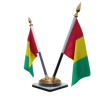 Guinea 3d illustratie dubbele v bureau vlag staan png