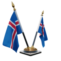 Islande 3d illustration double v bureau porte-drapeau png