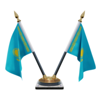 Kazakhstan 3d illustration Double V Desk Flag Stand png