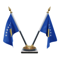 kosovo ilustração 3d dupla v suporte de bandeira de mesa png