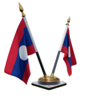 Laos 3d illustratie dubbele v bureau vlag staan png