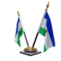 Lesotho 3d illustratie dubbele v bureau vlag staan png