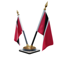 Trinidad and Tobago 3d illustration Double V Desk Flag Stand png