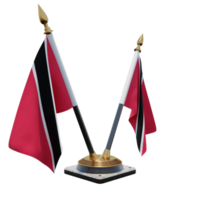 Trinidad and Tobago 3d illustration Double V Desk Flag Stand png