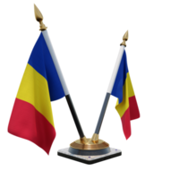 Romania 3d illustration Double V Desk Flag Stand png