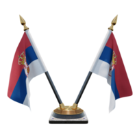 Servië 3d illustratie dubbele v bureau vlag staan png
