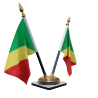 republik av kongo 3d illustration dubbel- v skrivbord flagga stå png