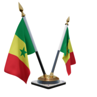 Senegal 3d illustratie dubbele v bureau vlag staan png