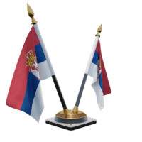 Servië 3d illustratie dubbele v bureau vlag staan png