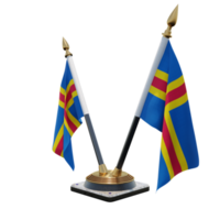 Aland 3d illustration Double V Desk Flag Stand png