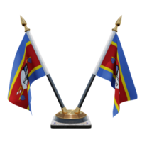 eswatini 3d illustratie dubbele v bureau vlag staan png