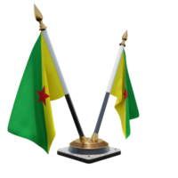 French Guiana 3d illustration Double V Desk Flag Stand png