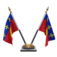 Guadeloupe 3d illustratie dubbele v bureau vlag staan png