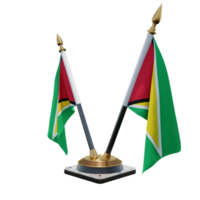 Guyana 3d illustratie dubbele v bureau vlag staan png