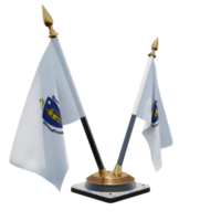 Massachusetts 3d illustration Double V Desk Flag Stand png