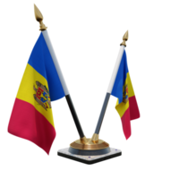 Moldávia ilustração 3d dupla v suporte de bandeira de mesa png