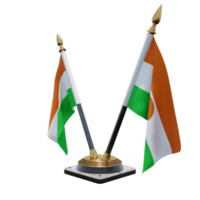 Niger 3d illustratie dubbele v bureau vlag staan png