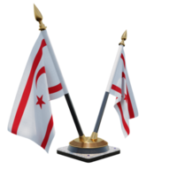 Turco repubblica di settentrionale Cipro 3d illustrazione Doppio v scrivania bandiera In piedi png