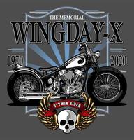 motorcycle and wing day pin vector