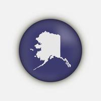 Alaska state on circle map with long shadow vector