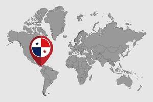 Pin map with Panama flag on world map. Vector illustration.