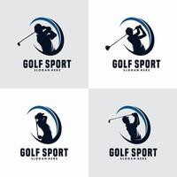Set of Golf Sport Silhouette Logo Design Template vector