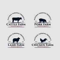 set of animals farm premium quality logo design vector