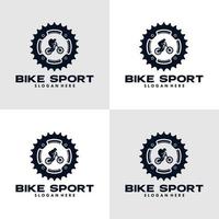 Bike sport logo template gear and cyclist vector