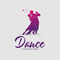 Silhouette of dancing couple on a white background vector